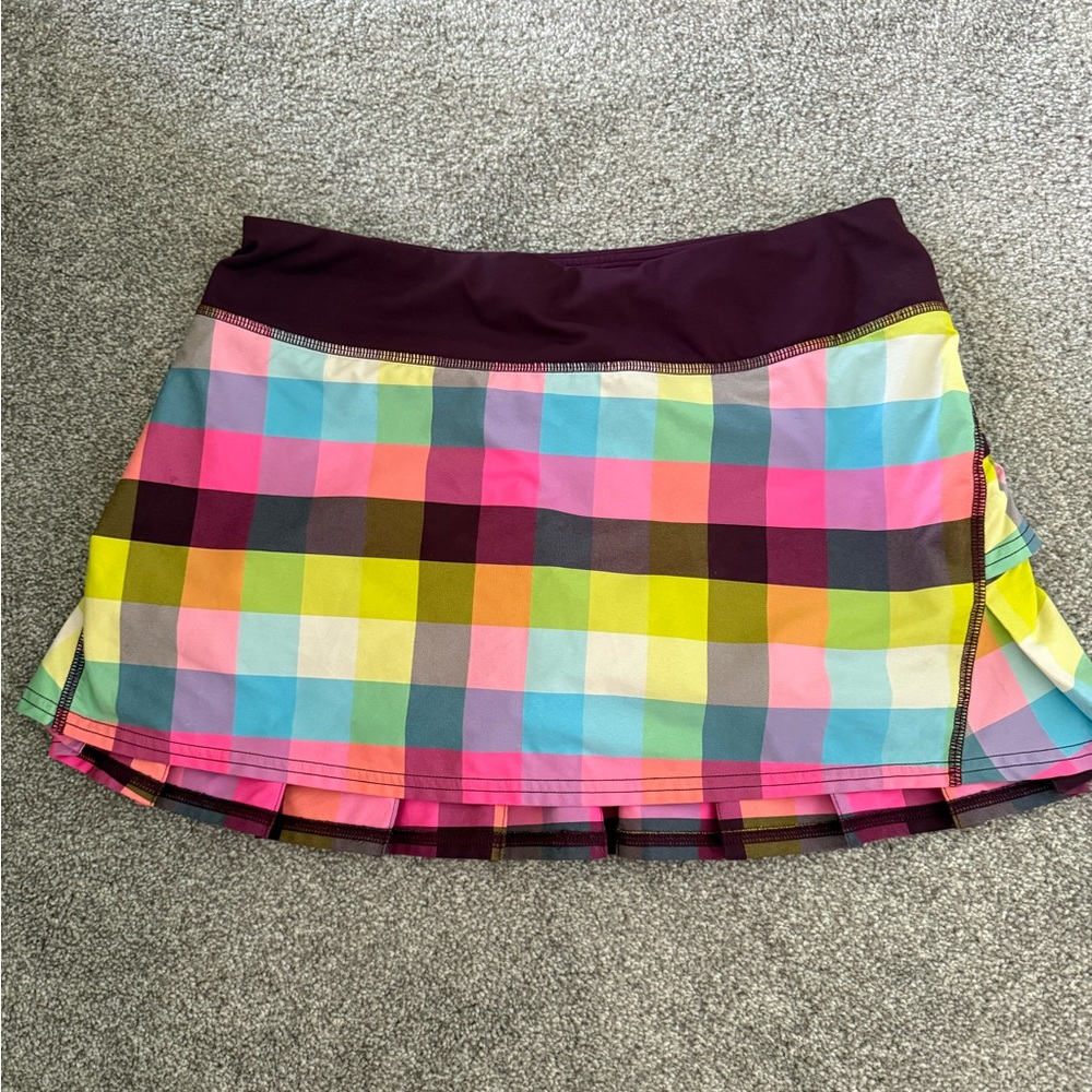 Lululemon Athletica Multicolor Plaid Mini Skirt Size Small